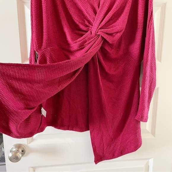 1. State Knot Back Waffle Knit Top in Deep Rouge New With Tags - Picture 2 of 9